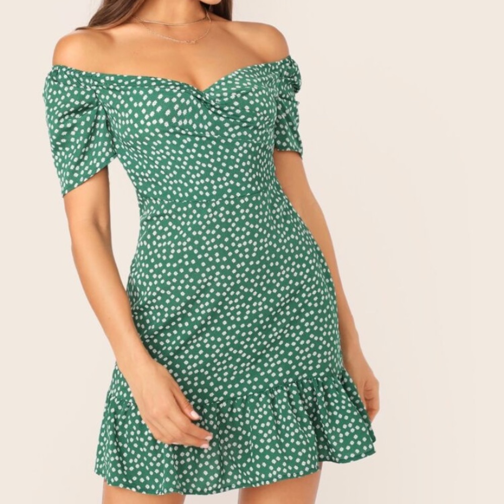 Green Floral Dress Shein
